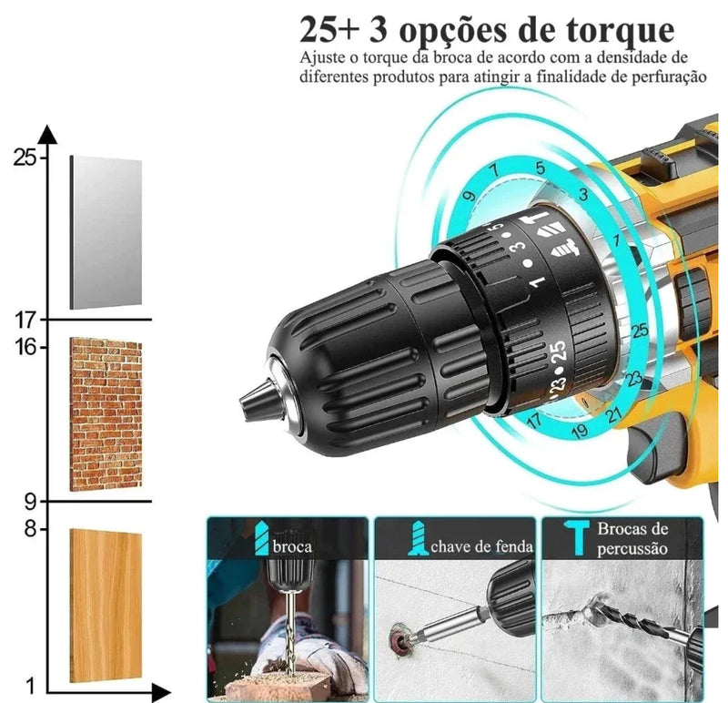 (compre 1 leve 2) 🔩 PARAFUSADEIRA FURADEIRA DE IMPACTO (48v)  [KIT] MALETA COMPLETA + 2 BATERIASia)