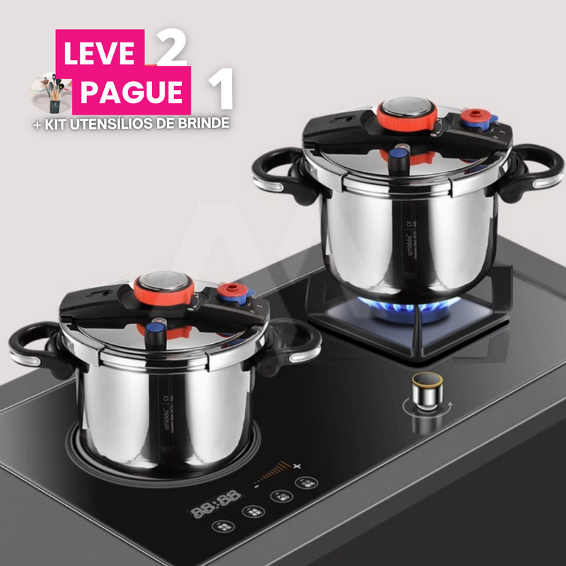 [Leve 2 Pague 1] Panela de Pressão TurboChef Aço Inoxidável - À Prova De Explosões + BRINDE: Kit Utensílios (Cópia)
